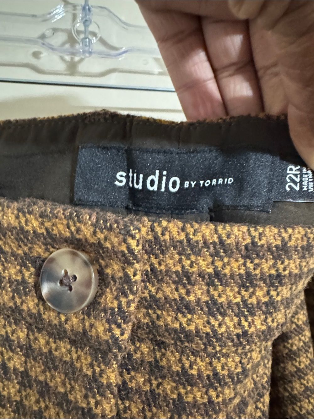NWT Studio Torrid Wool Blend Wide-Leg Brown Houndstooth Trousers size 22 Career - Picture 2 of 12